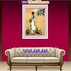 Tranh thêu cô gái Việt Nam